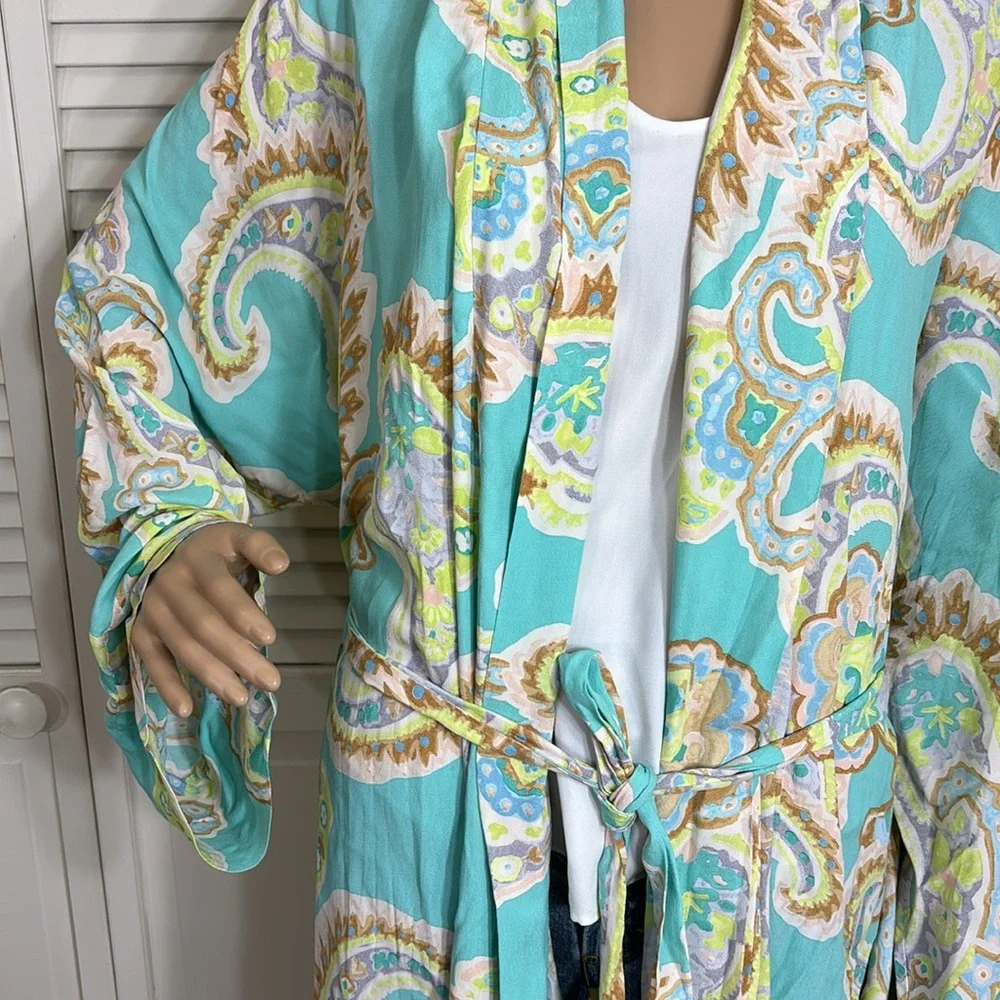 Zara Blogger Favorite Bright Paisley Multicolor Kimono Robe XXL